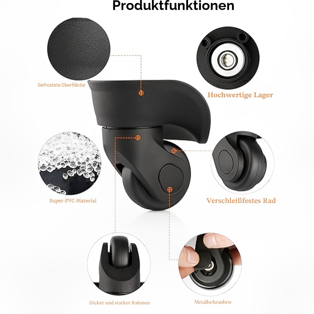Ersatz Gepäck Räder,1 Paar Universal Kofferräder,Kofferräder Rollen Koffer Gepäckräder Gepäck Schwen