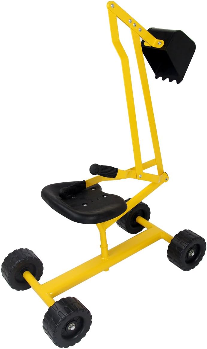 COSTWAY Sitzbagger 360° drehbar, Bagger zum Draufsitzen Metall mit Schaufel & Rädern, Bagger Sandkas