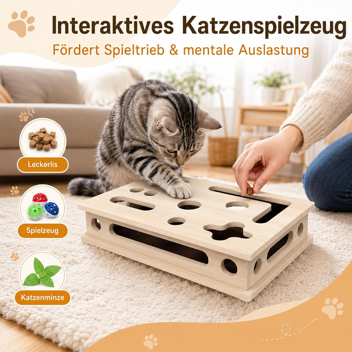 2-in-1 Kratzpuzzle mit Sandpapier, Katzenkratzpuzzle Anreicherungsbox, Katzen Kratzbrett, Interaktiv
