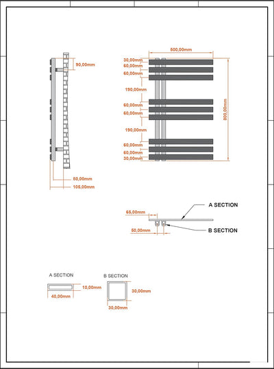 Aspira Home Moderner Design Badheizkörper „Rosy“ - Chrom - Mittelanschluss 1/2“ - 500x800mm - Handtu