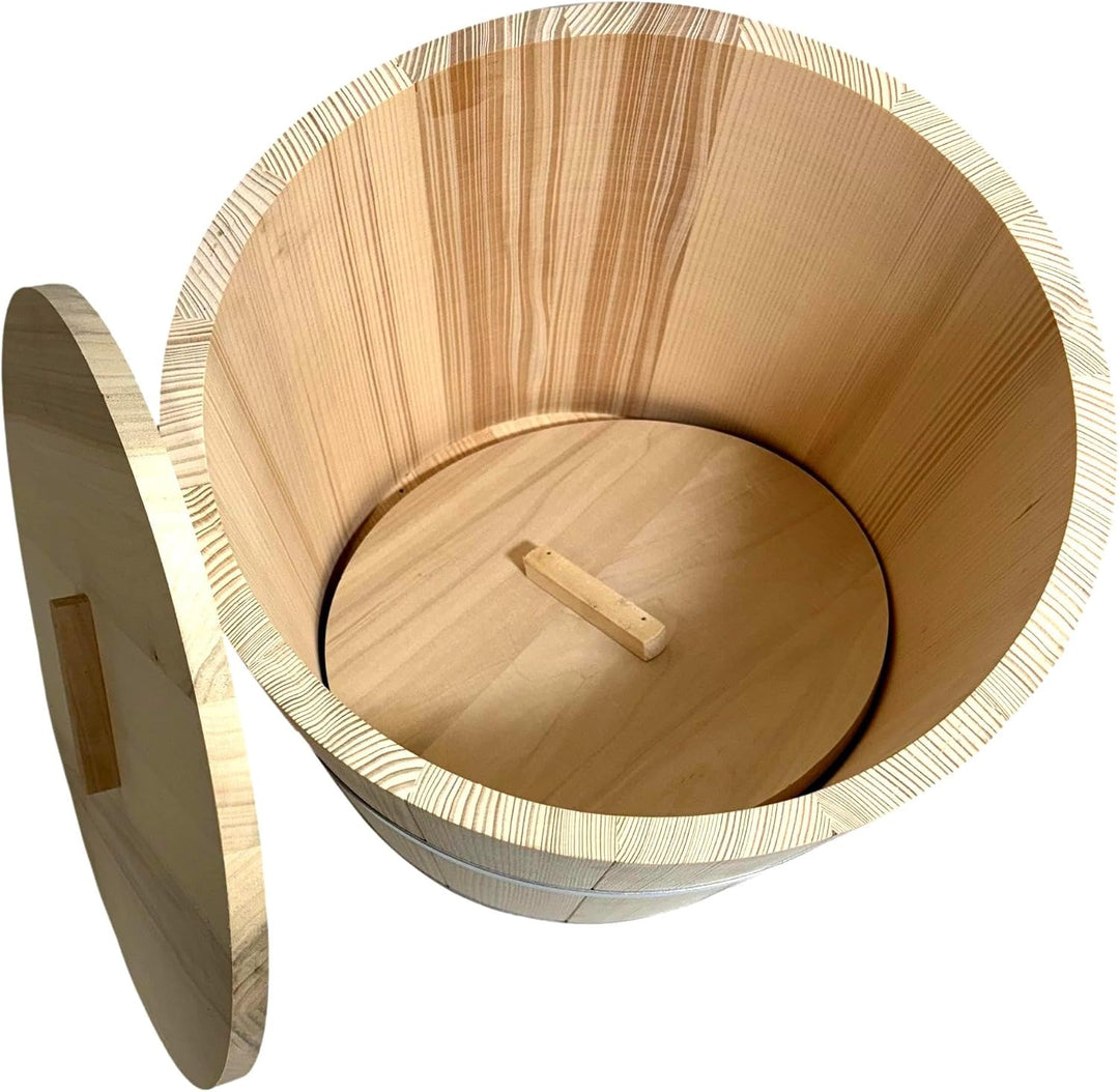 Wooden World – Holzeimer mit 2 Deckeln zum Fermentieren von Sauerkraut und Gurken Fass für Sauerkrau