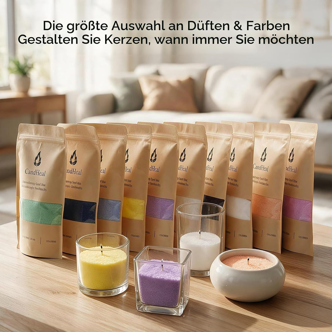 CandHeal Pearled Kerzensand,Duftendes Kerzenwachs für DIY Kerzen, Kerzen selber machen Set mit Docht