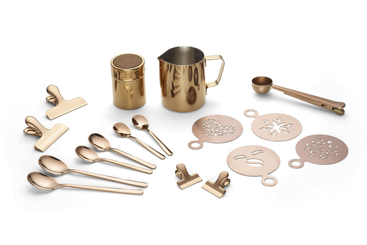 ECHTWERK Kaffeezubehör-Set, 23-tlg, Milchschaumkännchen 350 ml, Kakaostreuer, 4x Espresso-, 4x Cappu
