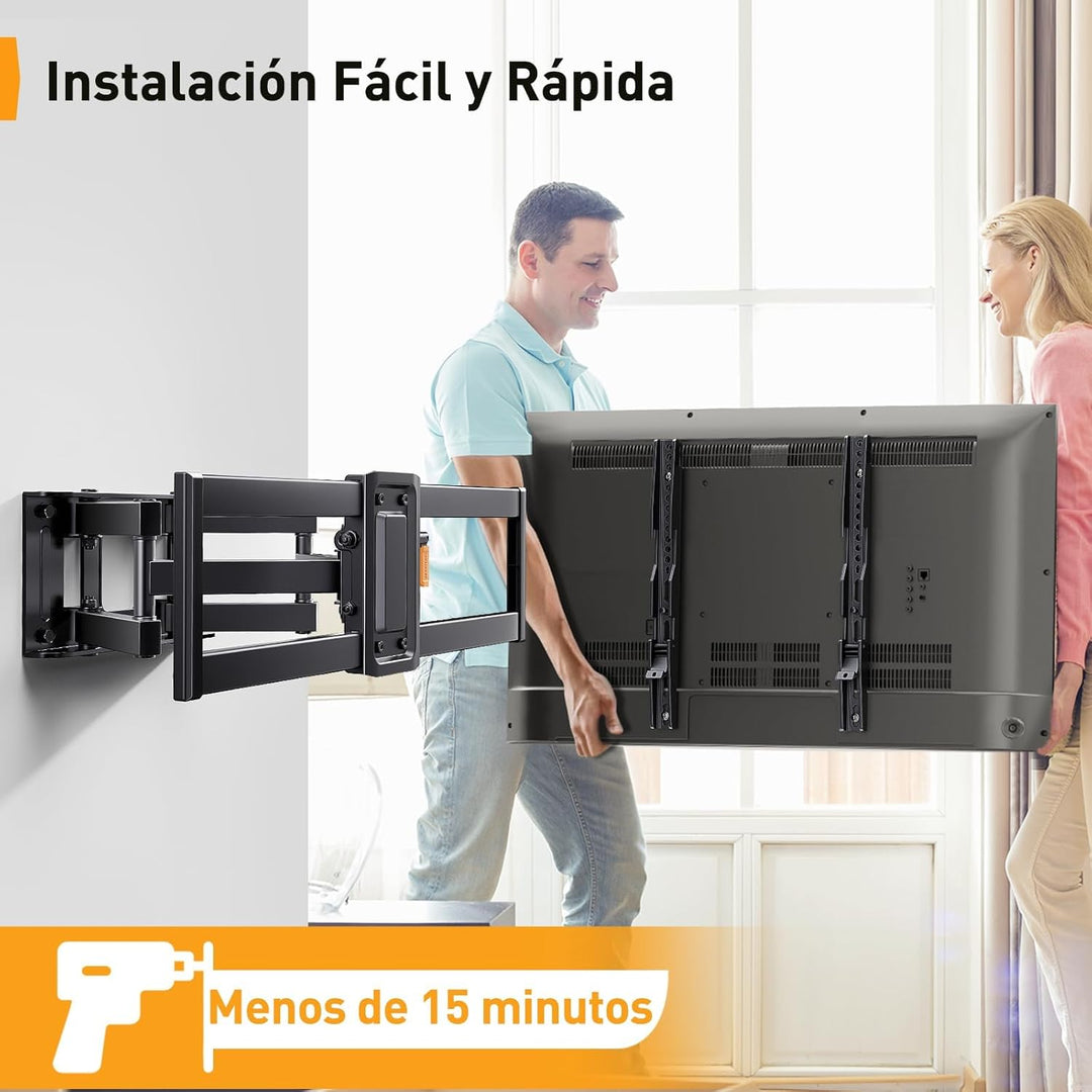 Perlegear TV Wandhalterung Schwenkbar, Ausziehbare Neigbare TV Halterung für 37-82 Zoll Flach & Curv