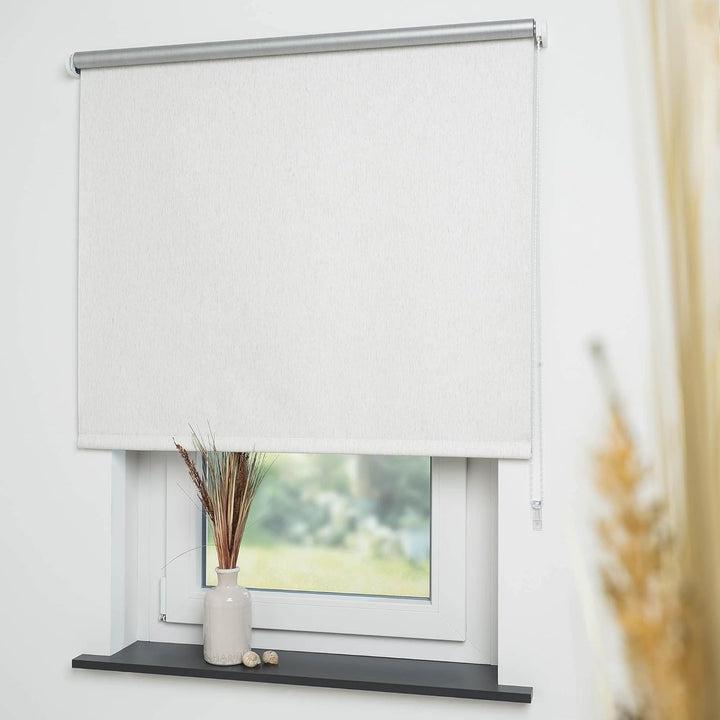 Liedeco® Rollo, Fenster Rollo, Kettenzug-Rollo / 162 x 180 cm (Breite x Höhe), leinen Silber/Thermo-