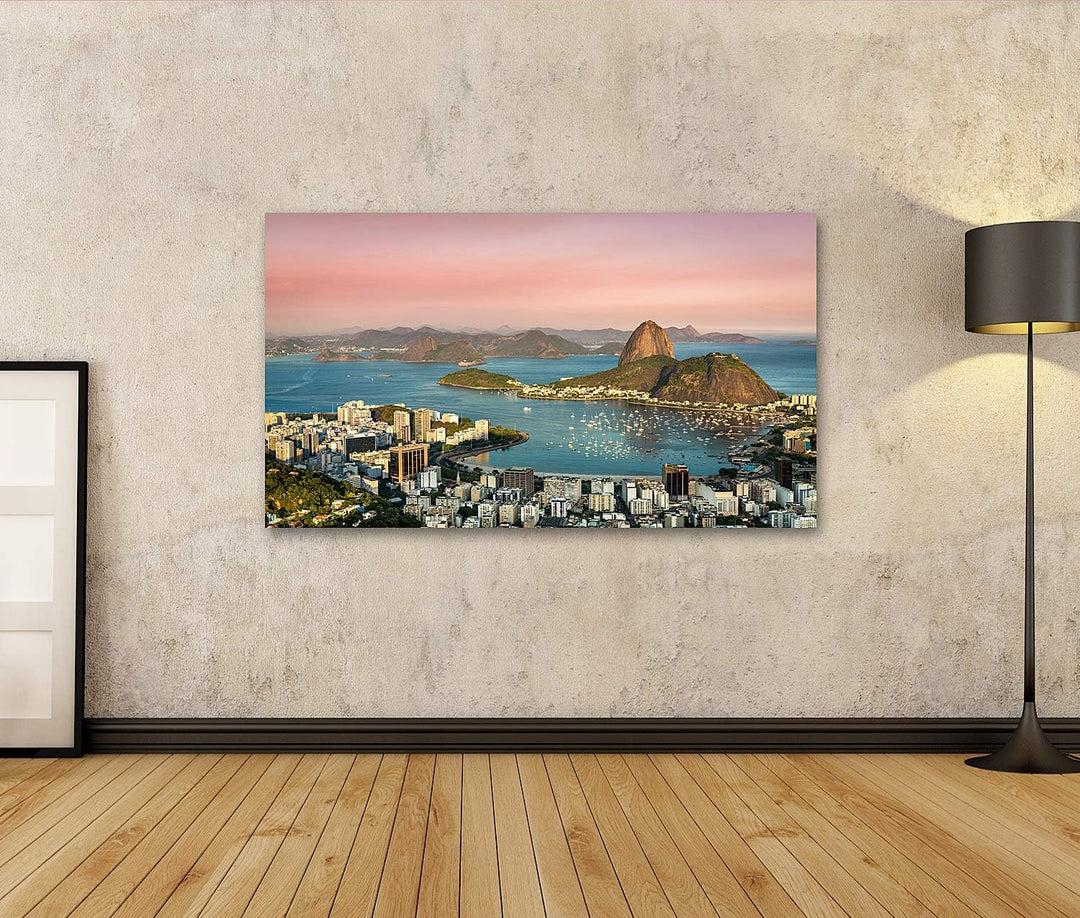 islandburner Bild auf Leinwand Sonnenuntergang Über Rio De Janeiro Botafogo Bay Brasilien Bilder Wan