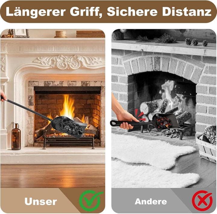 Amagabeli 32"(81cm) Kamin Ascheschaufel Schwerer Stahl Kamin Schaufel Asche Schaufel Gärtner Schaufe