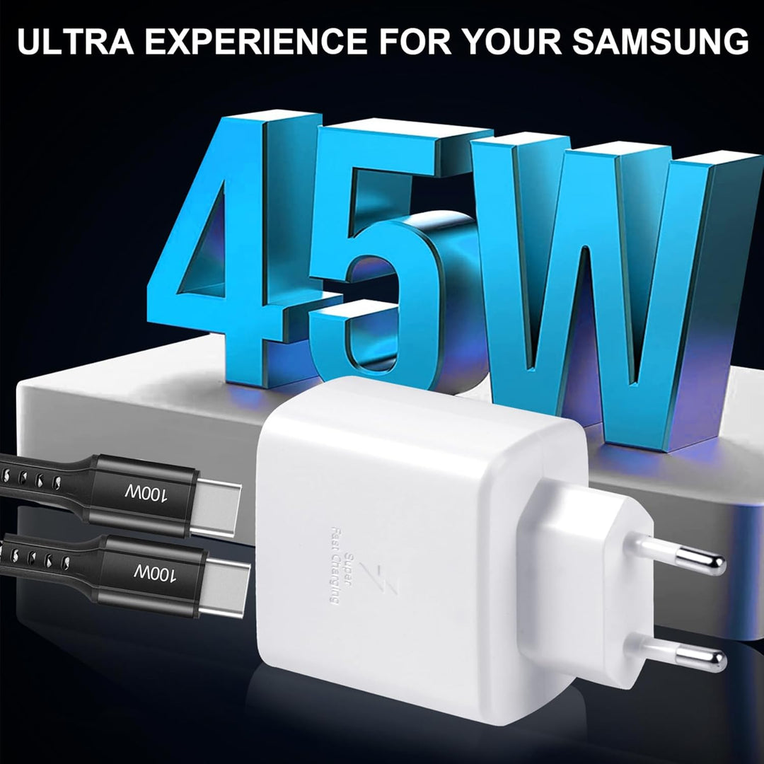 45W USB C Schnellladegerät Super Fast Netzteil USB C Ladegerät mit (2m, 100W) USB C Nylon Kabel für