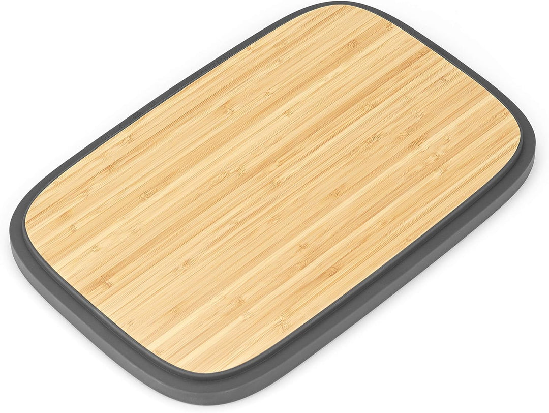 Brabantia Grosser Brotkasten mit Servierbrett aus Holz und Griff, Dunkelgrau, Dunkelgrau