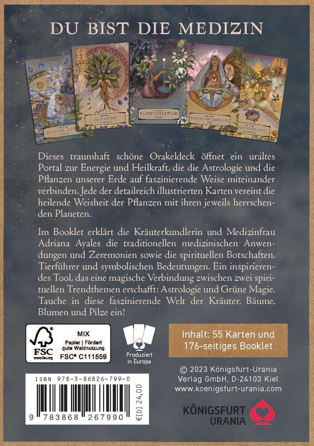 Herbal Astrology Orakel: 55 Karten mit Botschaften und Anleitungen (Stülpdeckelschachtel mit Goldprä