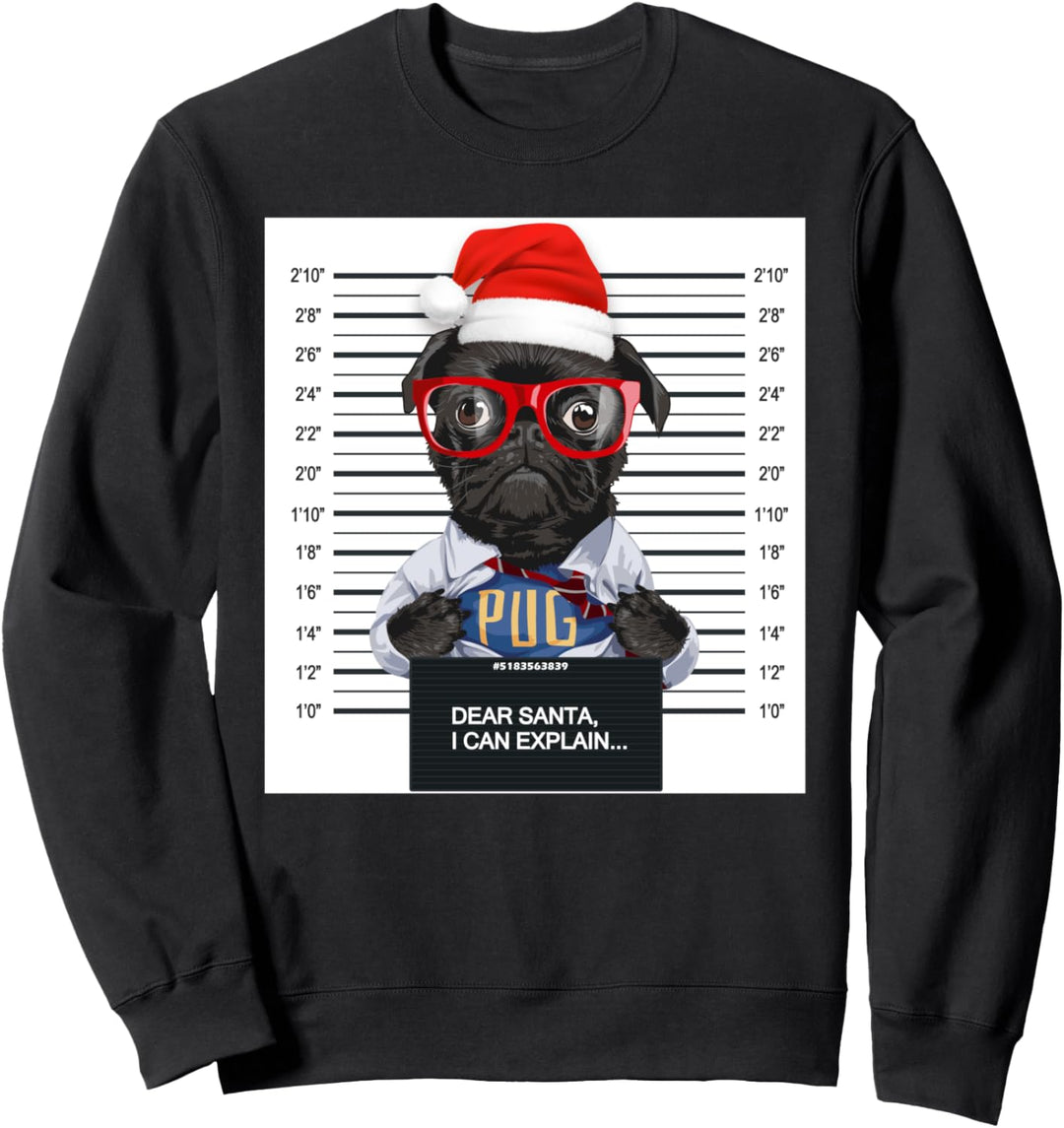 Mops Pullover | Dear Santa I Can Explain Funny Weihnachten Sweatshirt