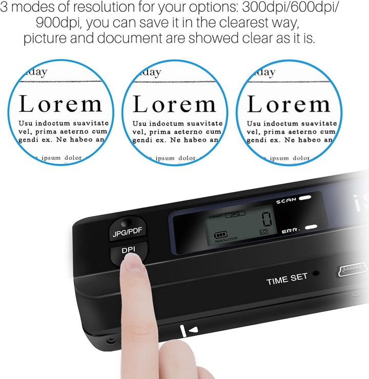 AOZBZ Portable Document Scanner Dokumentenscanner, 900DPI Mobile USB Handscanner A4 Farb Photo Scann