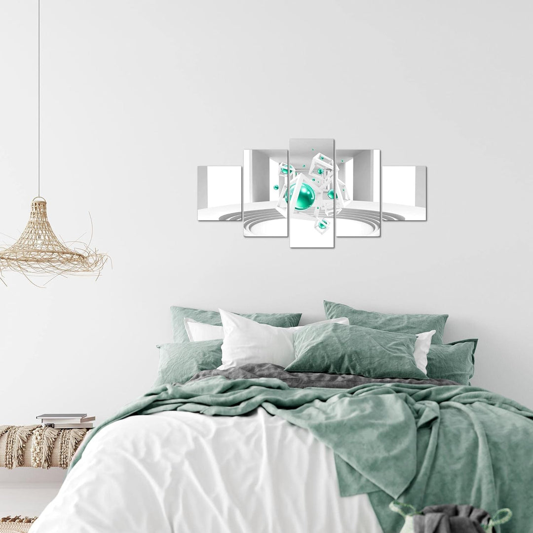 Runa Art Wandbilder Abstrakt 5 Teilig Bild auf Vlies Leinwand Deko Wohnzimmer Schlafzimmer 3D Optik