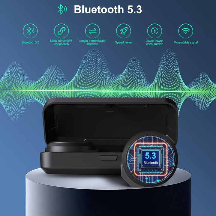 OBEST Motorradhelm Bluetooth Headset, TWS Kabellose Kopfhörer mit Ladeetui, Bluetooth 5.3 &amp; ANC Akti