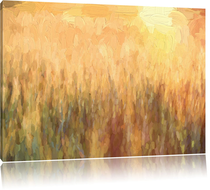 Pixxprint Getreidefeld als Leinwandbild/Grösse: 100x70 / Wandbild/Kunstdruck/fertig bespannt, 100x70