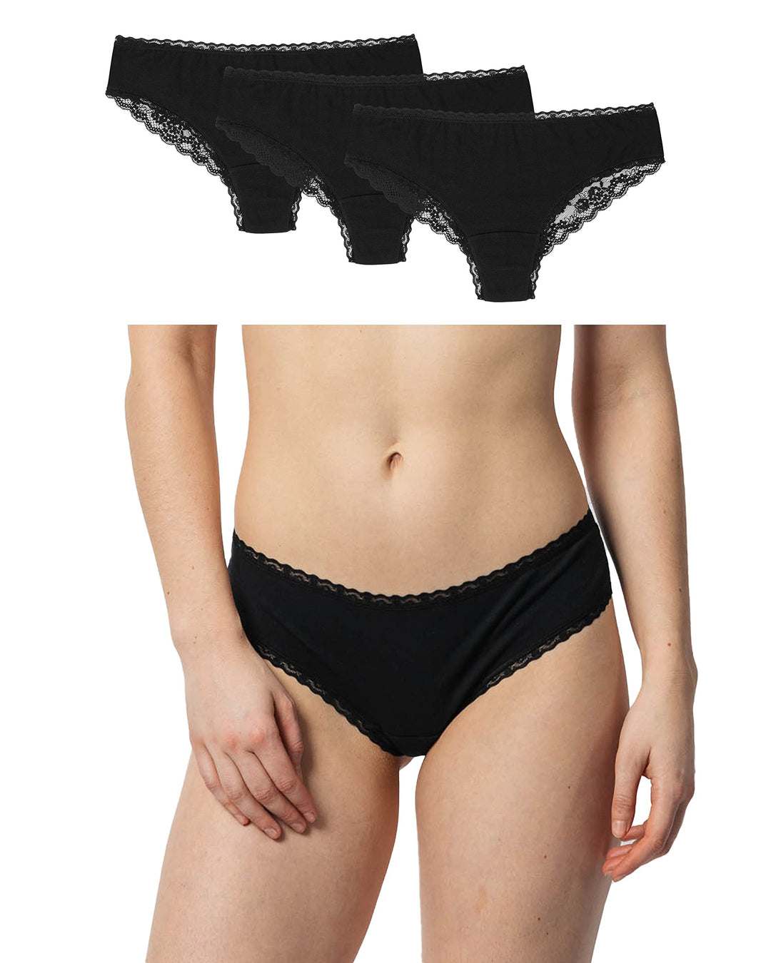 Snocks 3er Pack Unterhosen Damen Brazilian Slip Spitze (XS-XL) 3x Schwarz 3XL, 3x Schwarz 3XL