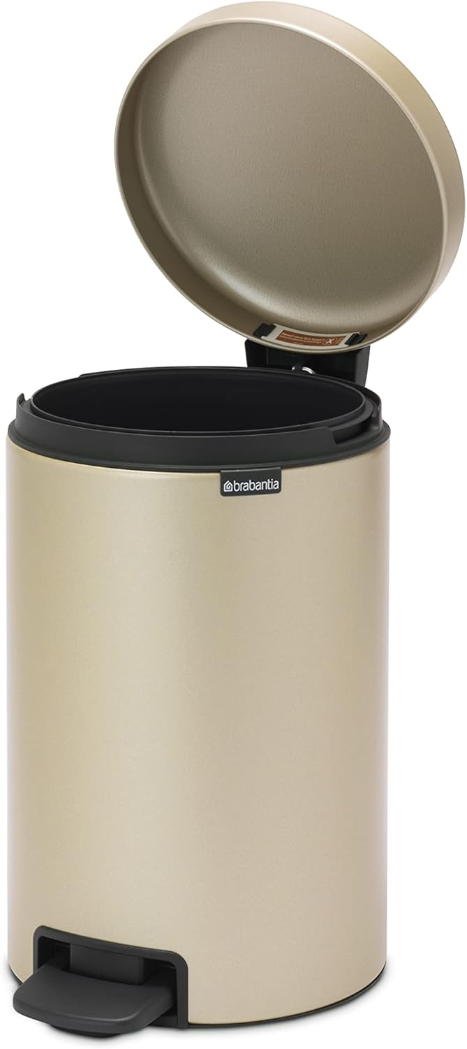 Brabantia Mülleimer, Stahl, Metallic Gold, 12L 12 Liter Champagne, 12 Liter Champagne