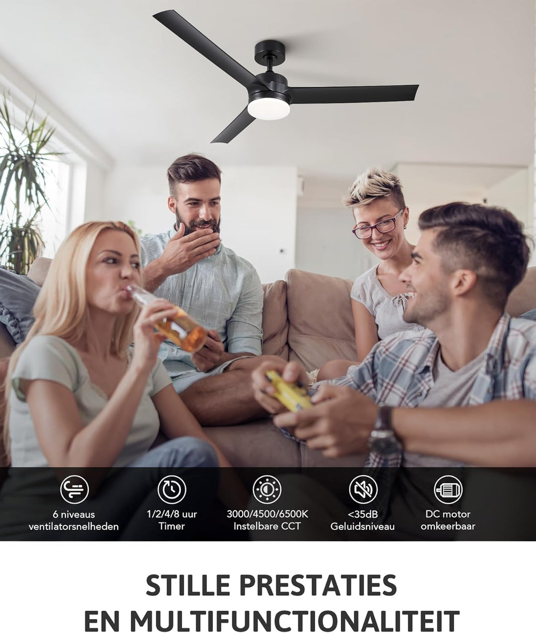 CO-Z 52 Zoll Deckenventilator mit Beleuchtung und Fernbedienung 2 in 1 Ventilator LED Deckenleuchte