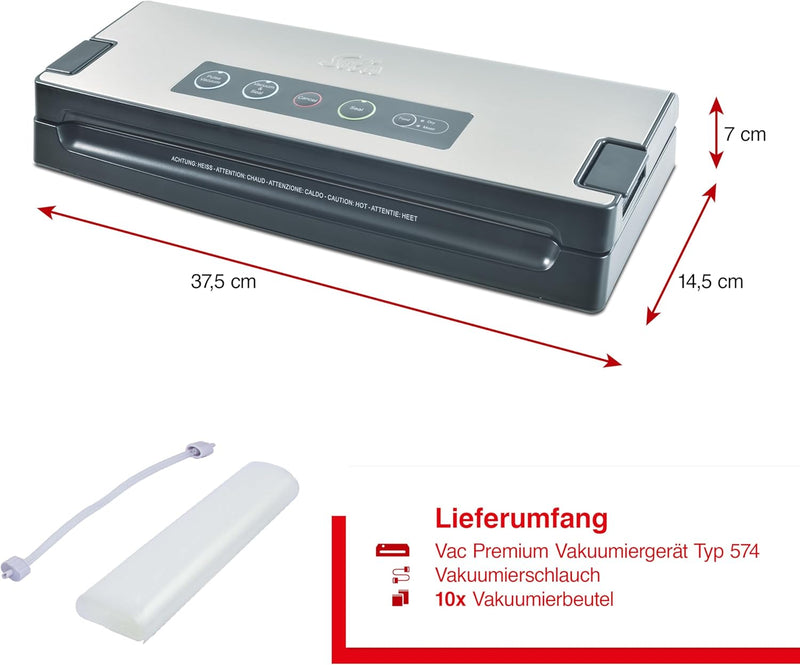 Solis Vakuumiergerät Vac Premium 574 - Einschweissgerät für Lebensmittel - Vakuumierer/Folienschweis