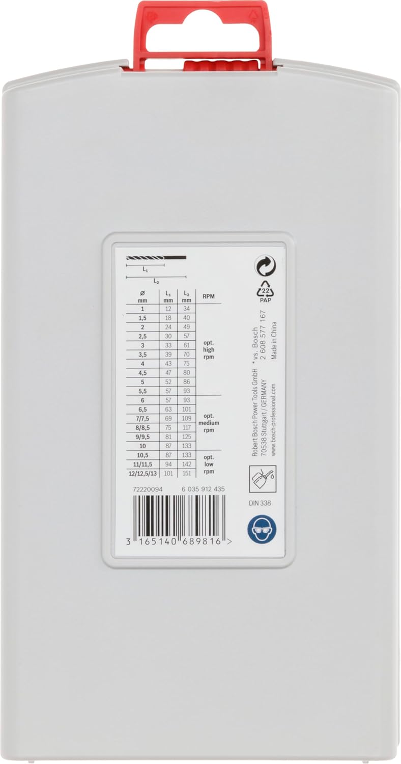 Bosch Professional 25tlg. HSS-G ProBox Metallbohrer-Set (für Stahl, Ø 1-13 mm, Zubehör Bohrschrauber