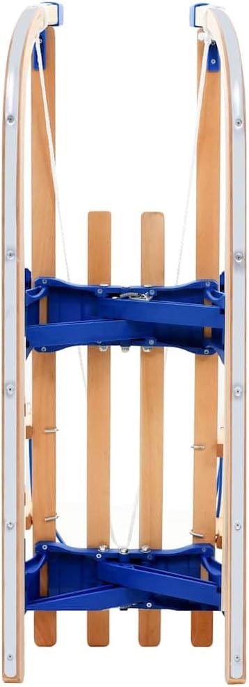 vidaXL Holzschlitten Lehne Holz 119 cm Rodel Schlitten Klappschlitten Kinder Blau mit Rückenlehne, B