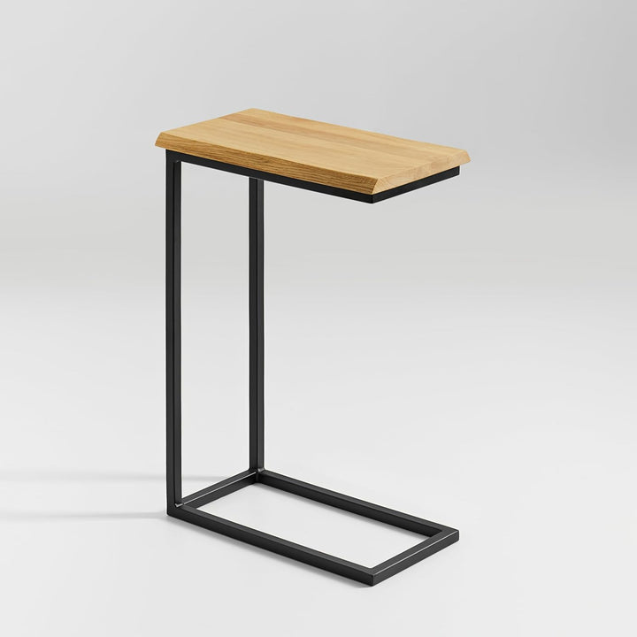 BestLoft® Beistelltisch San Jose Laptoptisch (Gestell schwarz+Platte hell MIT Baumkante), Gestell Sc