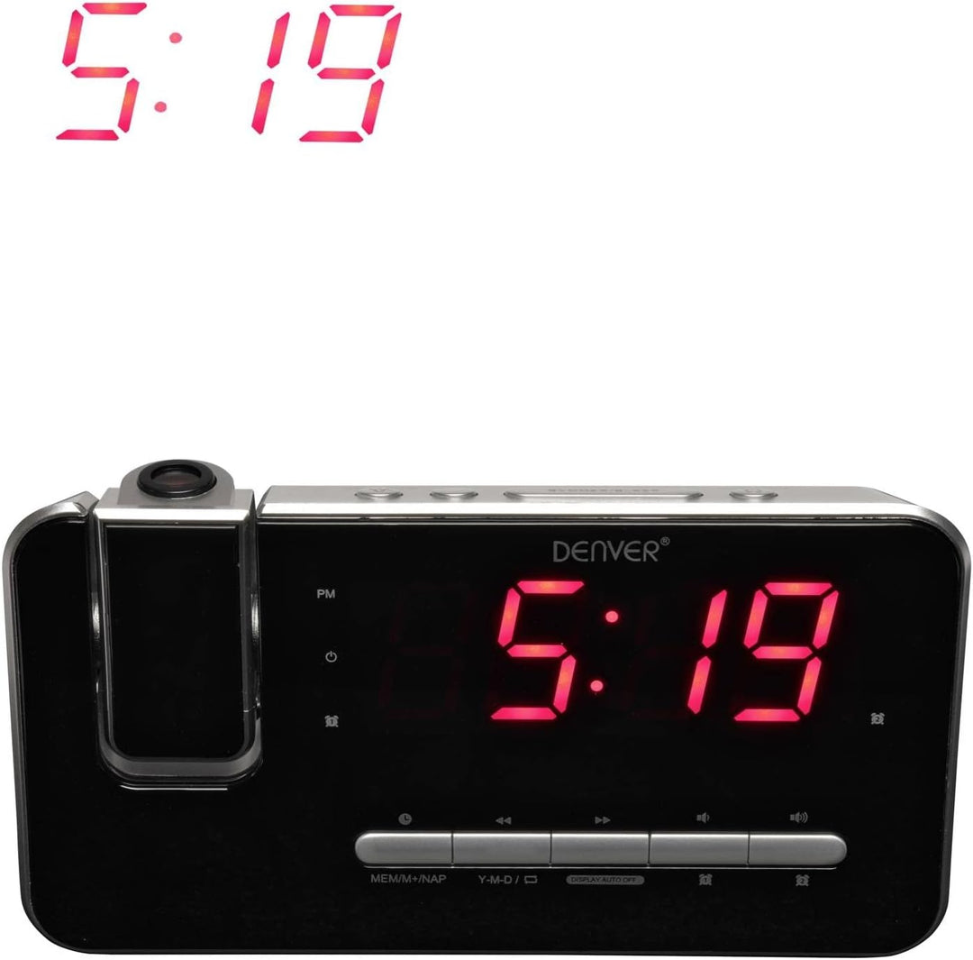 Denver CRP-618 Uhrenradio (Wecker, PLL FM Radio, Display 3,0cm (1,2 Zoll), Projektion)
