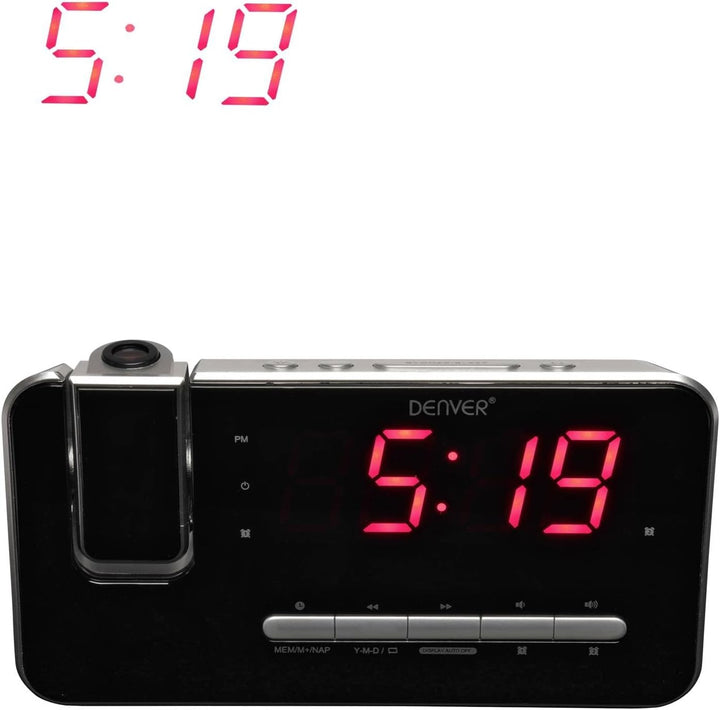 Denver CRP-618 Uhrenradio (Wecker, PLL FM Radio, Display 3,0cm (1,2 Zoll), Projektion)