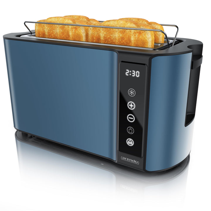 Arendo - Edelstahl Toaster Langschlitz 4 Scheiben- Touchscreen – Doppelwandgehäuse – Integrierter Br