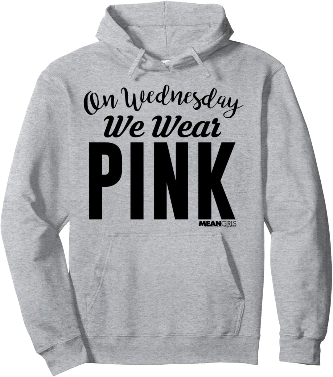 Mean Girls On Wednesday We Wear Pink Big Bold Text Pullover Hoodie
