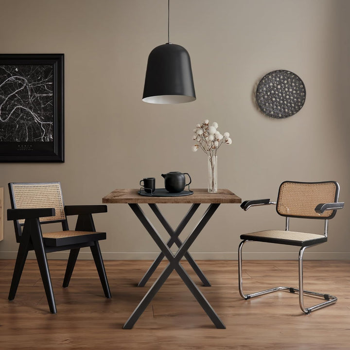 ECD Germany 2X Tischbeine X-Design X-Form, 60 x 72 cm, Anthrazit, pulverbeschichtete Stahl, Industri