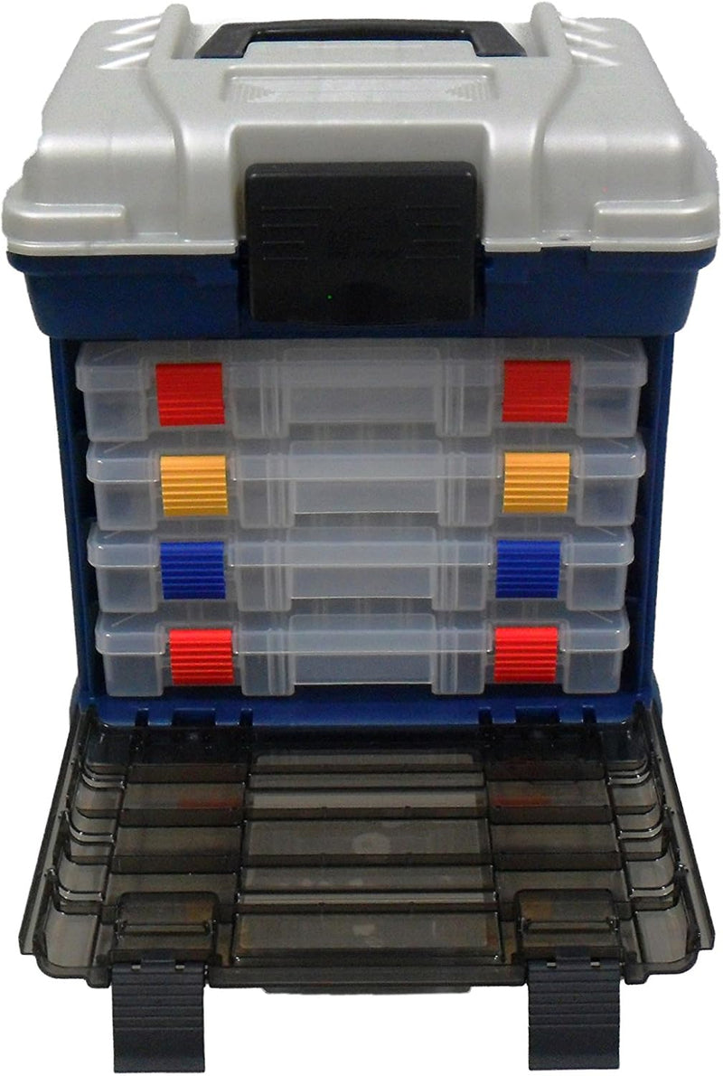 Plano 1364 4-By Rack System 3650 Grösse Tackle Box, Premium Tackle Storage, Blau Metallic/Silber.