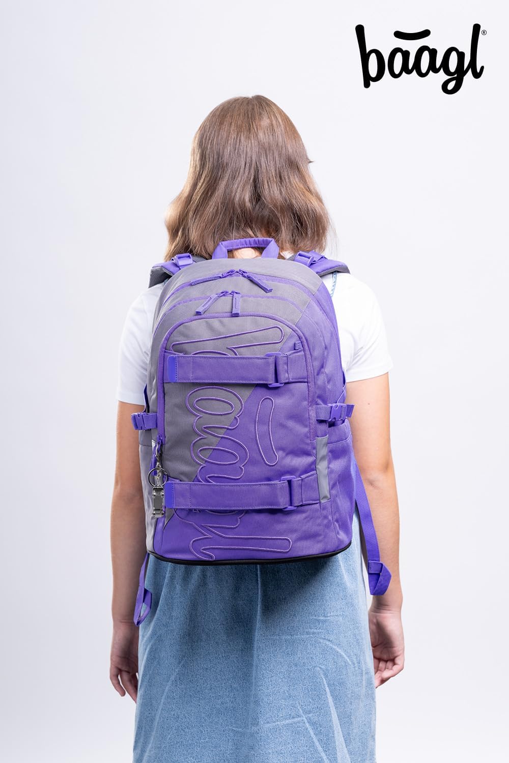 Baagl Schulrucksack Set Mädchen 3 Teilig, Skateboard Rucksack, Schultasche ab 3. Klasse, Grundschule