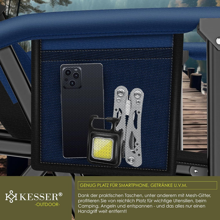 KESSER® Campingstuhl faltbar bis 160 kg | Angelstuhl Faltstuhl Klappstuhl Gepolstert mit Armlehnen |