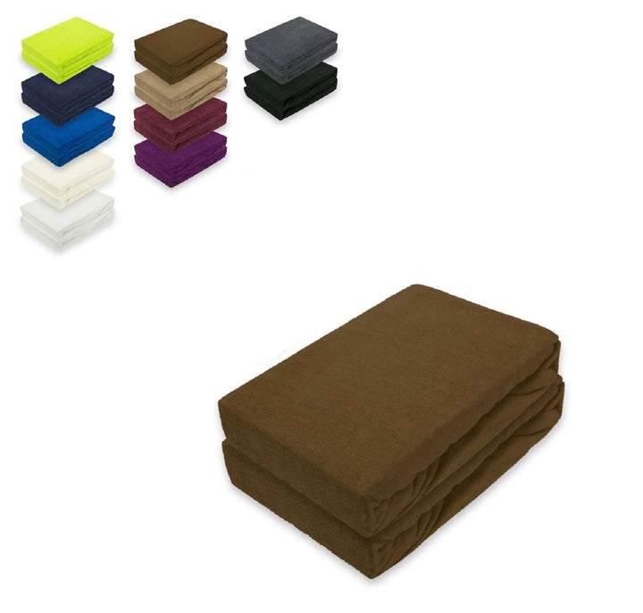 EXKLUSIV HEIMTEXTIL Frottee Spannbettlaken Doppelpack Rundumgummizug 200 x 220 cm Schokobraun Schoko