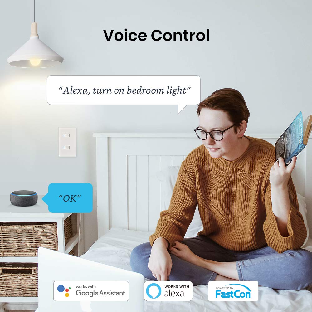 BroadLink - Smart Touch Wall Switch, 2-Fach-Ein-Draht-Schalter, kein Neutralleiter oder Kondensator