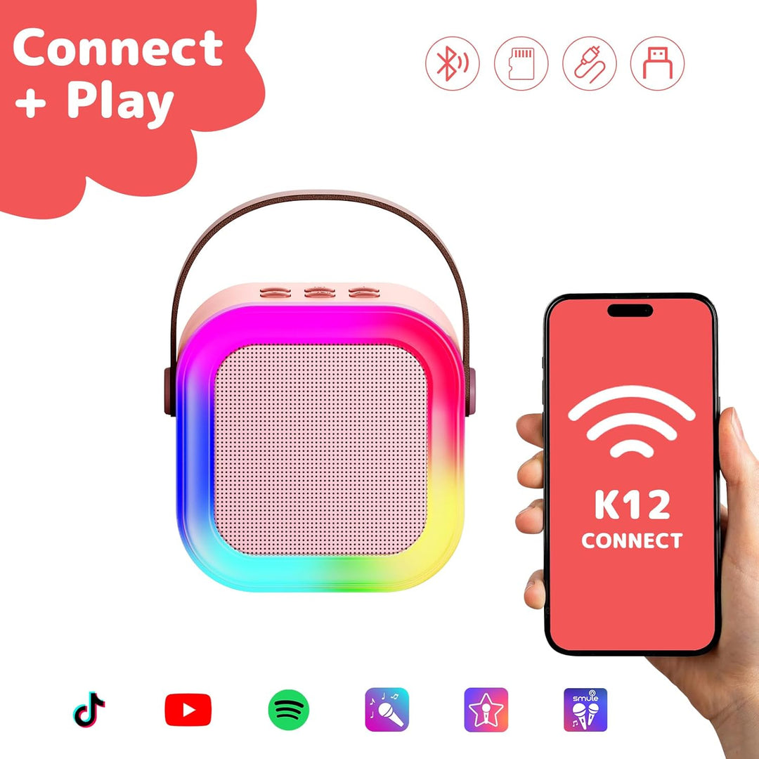 Fede Karaoke Maschine für Kinder Erwachsene, Mini Karaoke Maschine mit 2 Mikrofonen, Tragbarer Bluet