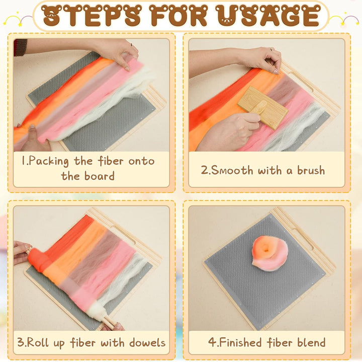 4 Pcs Wool Blending Board Carding Brush Set Wool Hand Carders Wood Brushes Wool Carders Needle Filti