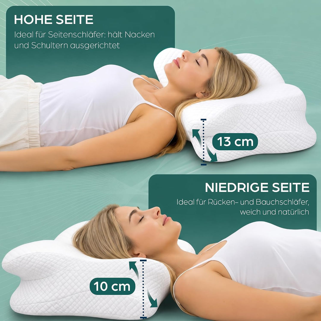 Flowen Nackenkissen Memory Foam | Ergonomisches Kopfkissen &amp; Kissen bei Nackenschmerzen | Nackenstüt