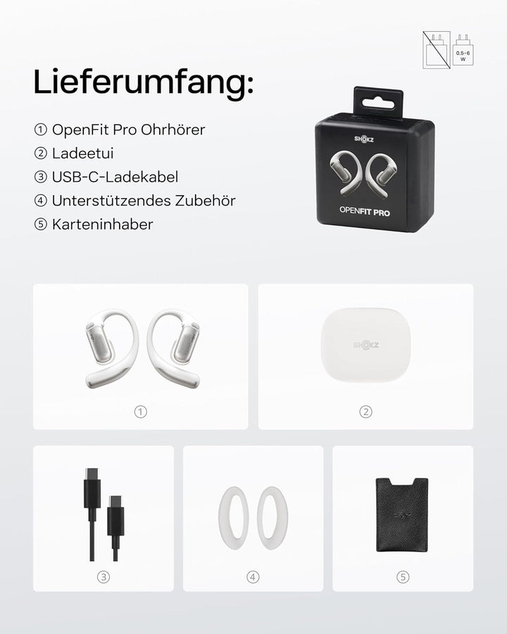 SHOKZ OpenFit Pro Open-Ear-Kopfhörer mit Open-Ear Geräuschreduzierung, Optimised for Dolby Atmos, Ti