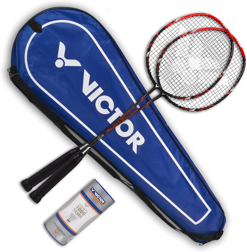 VICTOR Ultramate 6 Badmintonschläger für Einsteiger aus Carbon + Aluminium schwarz/rot Ultramate 6 S