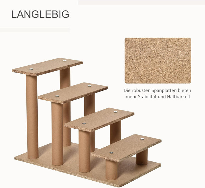 PawHut Hundetreppe 4 Stufen 44 cm Hoch Haustiertreppe für Kleine Hunde Katzentreppe Hunderampe mit W