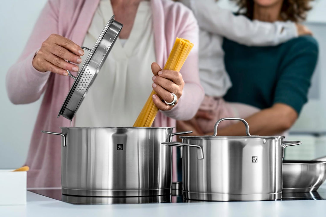 ZWILLING TrueFlow Kochtopfset, 5-teilig, Mit Ausgiessfunktion, Induktionsgeeignet, Edelstahl, Silber