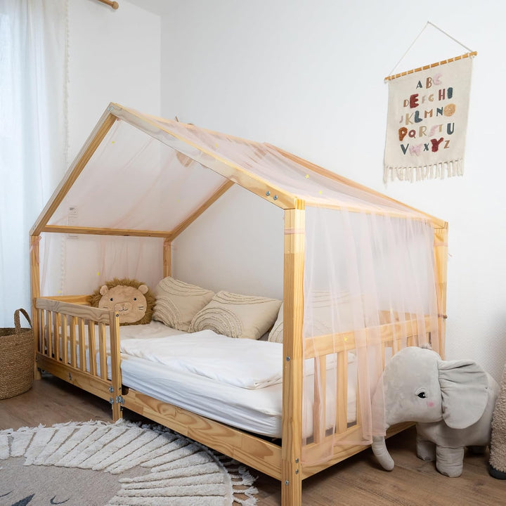lilimaus Hausbett Himmel mit leuchtenden Sternen - Betthimmel Hausbett Deko - Geschenk Mädchen & Jun