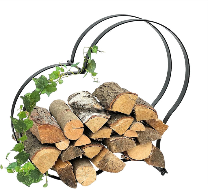 DanDiBo Kaminholzregal Innen Metall Schwarz Kaminholzständer Herz 96322 Holzkorb Kaminholzhalter Feu