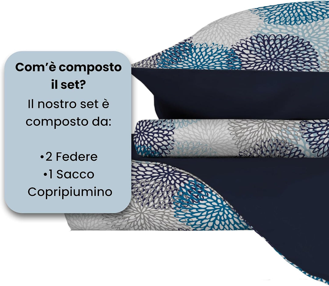 Italian Bed Linen Fantasy Bettbezug, Soffioni Blu, Doppelte