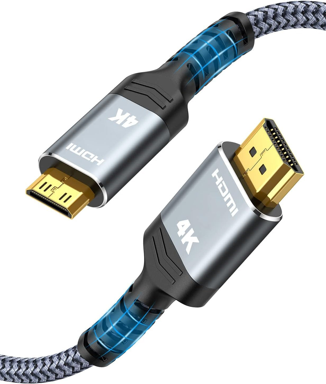 SNOWKIDS Mini HDMI auf HDMI Kabel 7,5M, 4K@60Hz 18Gbps HDMI auf Mini HDMI Kabel Nylon Braided Suppor