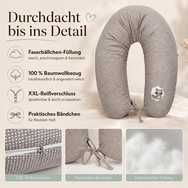 sei Design Stillkissen 170×30 cm – ergonomisch geprüftes Unterstützungskissen für Erwachsene – leise