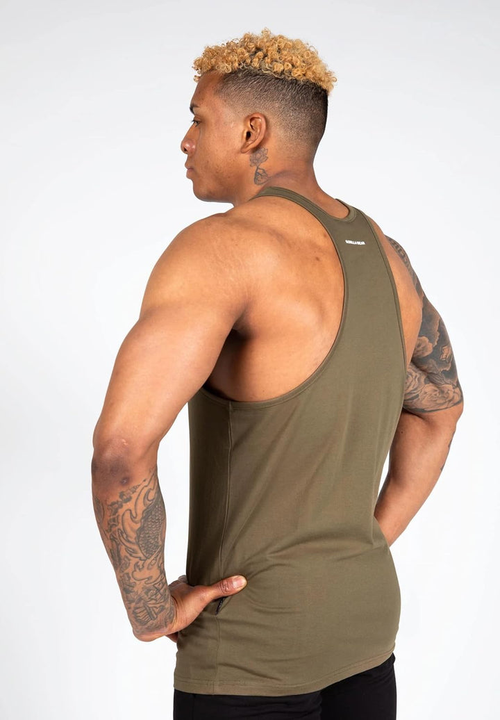 Gorilla Wear - Carter Stretch Tank Top - schwarz - Bodybuilding Sport Alltag Freizeit mit Logo Aufdr