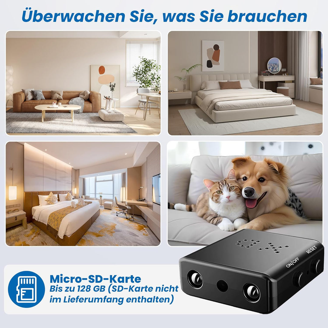 Mini Kamera-1080P HD Kleine Kamera-Batteriebetriebene Kamera, Nachtsicht, Bewegungserkennung, EIN-Kn
